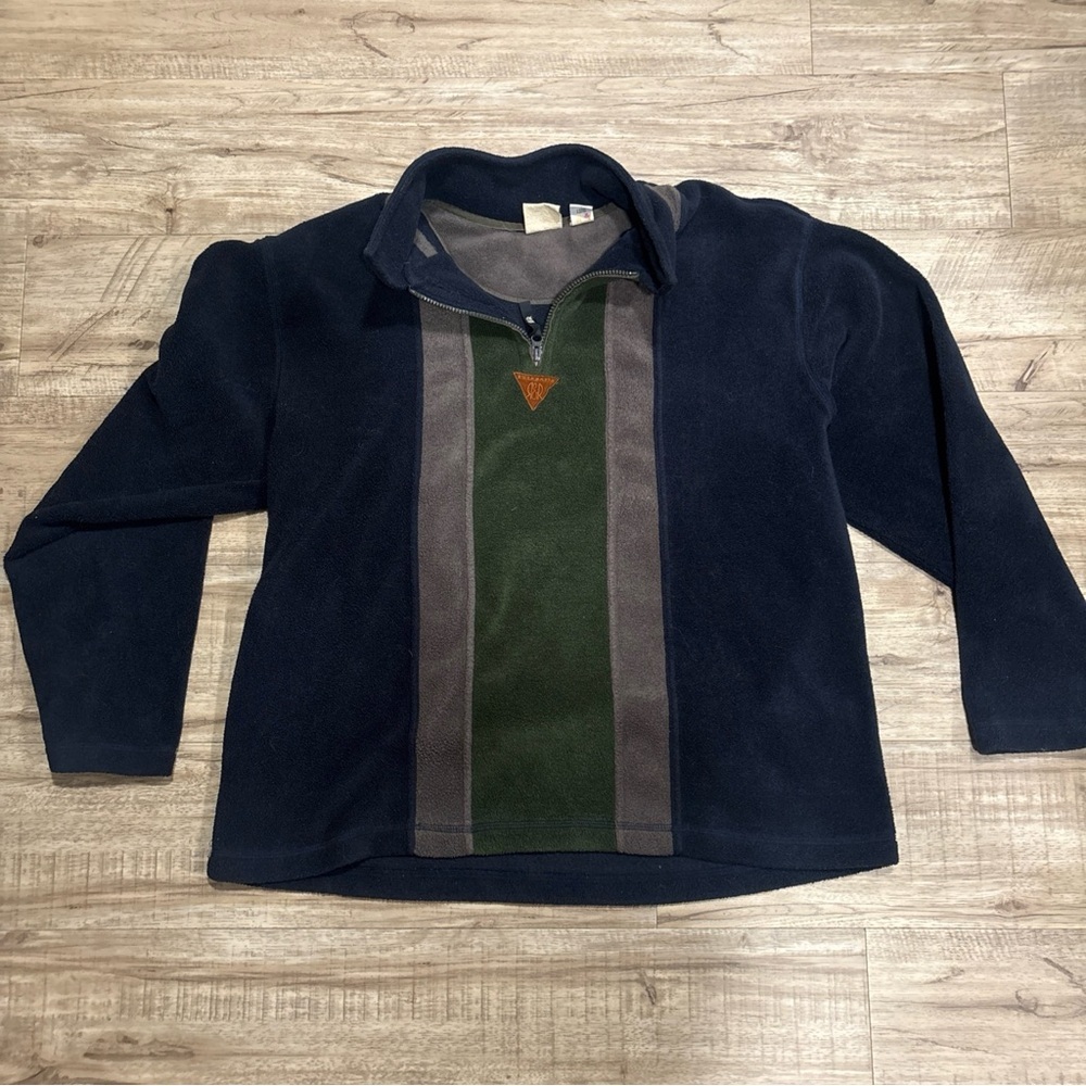 Vintage 90’s R&R Polar Fleece  Large 1/4 Zip Jacket  Green & Blue Aztec Mens